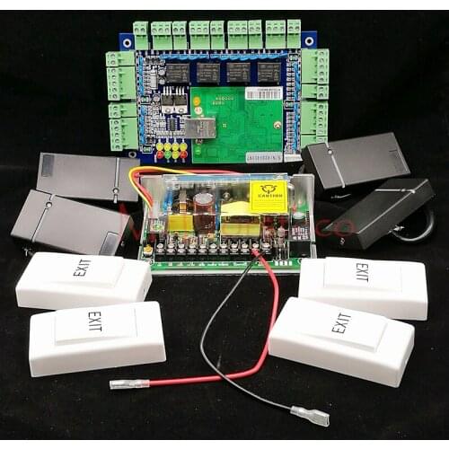 Tcp/ip Network L04 Intelligent Four Door Access Control Kit Access Panel + Power Supply Unit + 4 PCS Rfid Card Reader