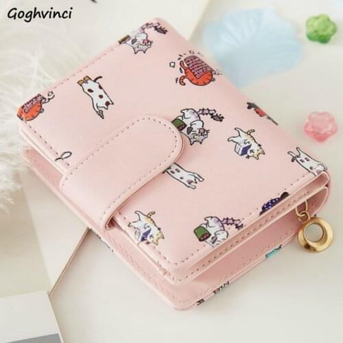 Wallets Women Cartoon Printing Kawaii Coin Pockets Card Holder Mini Purse Womens Korean Style Hasp Foldable Chic PU Leather New