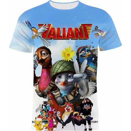 Summer Men T Shirt Casual Disney Valiant 3D Print Boy Girl Kids Tee Shirts Cartoon Anime Short Sleeve Women Clothes