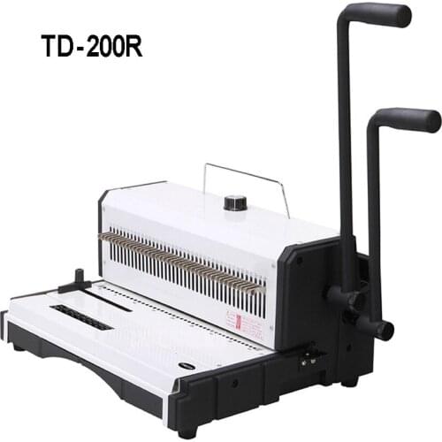 TD-200R 2 Handle Manual Spiral Wire Binding Machine Round 4.5mm 40pcs Punching Hole Photo Album Book A4 Paper Binder Machine