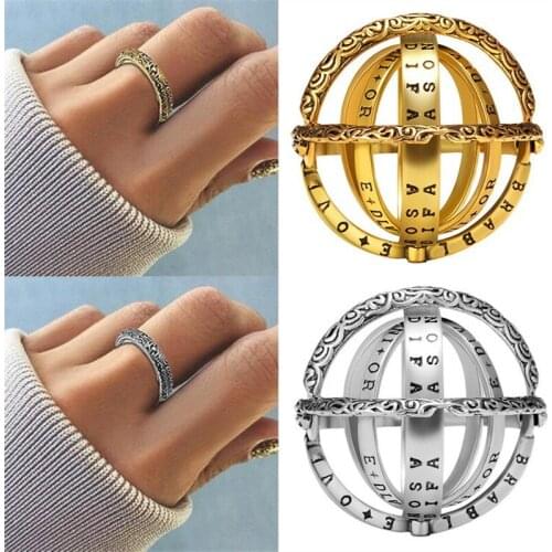 Fashion Astronomical Ring For Men Women Metal Ball Creative Complex Rotating Cosmic Finger Mood Ring Party Jewelry JZ516