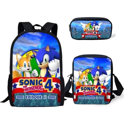 Fashion 3PC/Set Backpack SONIC RACING Pattern Students School Bags Cartoon Anime Designer Teenagers Book-Bags Set