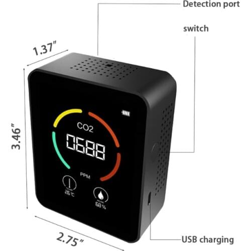 Air Quality Monitor 3-in-1 Combo CO2 Moisture Meter Pollution Mete Sensor Tester Detect & Test Indoor Pollution