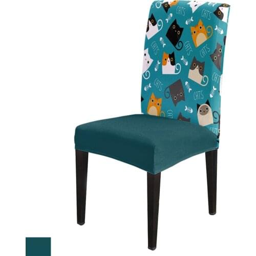 Cartoon Cute Cat Office Chair Cover Spandex Chair Cover Elastic Printing Home Hotel Wedding Dining Chair Covers