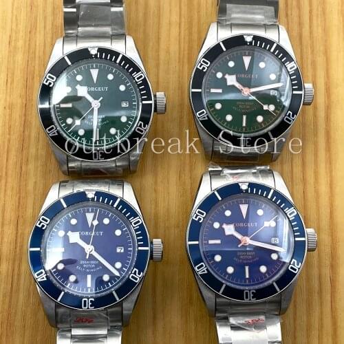 CORGEUT 41MM Mens Automatic Mechanical Watch Blue Dial Japan Seik NH35 Miyota Seagul316L Sapphire Calendar Waterproof Male Clock