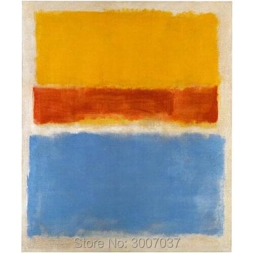 Hand Painted Wall Pictures For Living Room Abstract Mark Rothko Yellow and Blue Canvas Art Home Decor Modern Oil Painting