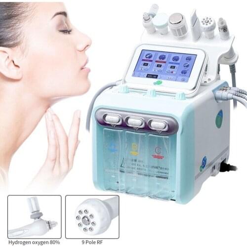 Newest Upgrade Version 6 in 1 H2 O2 Hydrafacial Dermabrasion Hydro Water Microdermabrasion Aqua Peeling RF Skin Scrubber Oxygen