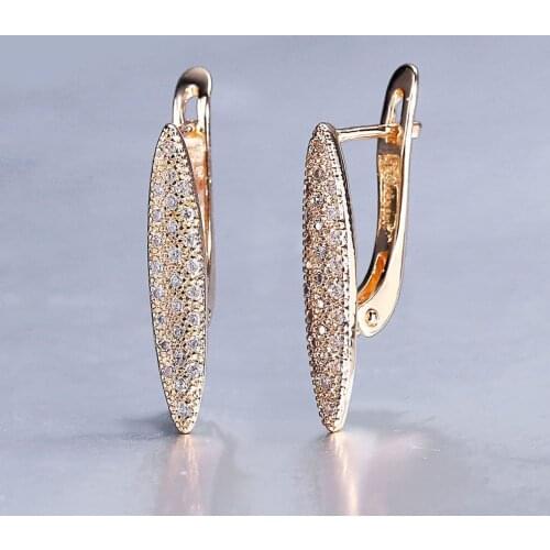 New 2020 Oval Stick Stud Earrings For Women Paved Cubic Zirconia CZ 585 Rose Gold Filled Fashion Wedding Jewelry Gifts DGE138A