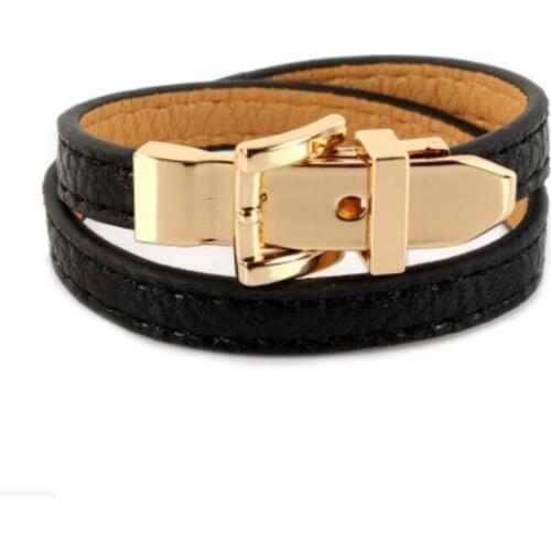 New metal belt buckle double winding leather men and women personality couple bracelet