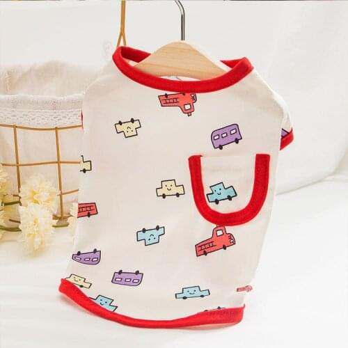 Cat Spring and Summer New Pet Clothing Full Printed Pocket Two-Leg Vest Pomeranian Teddy Puppy Cartoon Clothes cat hat