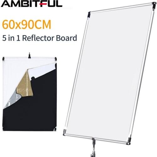 60 x 90cm 27in * 35in Sun Scrim Large 5in1 Black Silver Gold White Diffuser Reflector Aluminum Alloy Frame for Photography