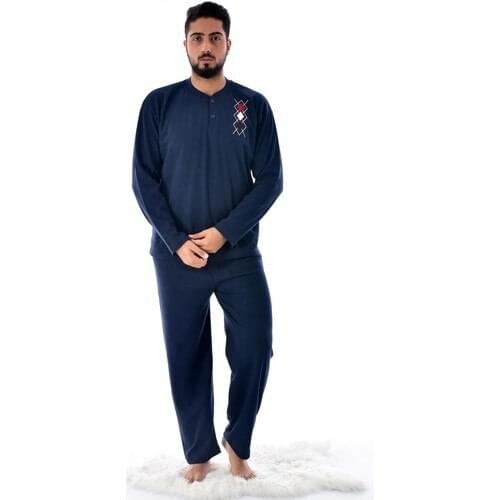 Pemilo Male 2045 Long-Sleeve Ringelli Pajamas set Navy Blue