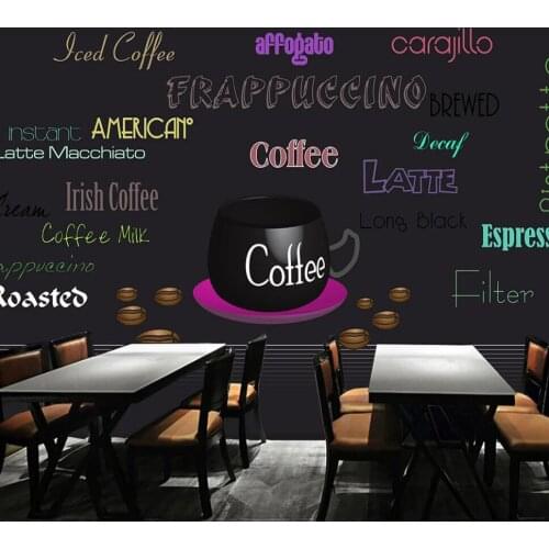 Custom mural wallpaper 3D hand-painted black coffee menu coffee shop background wall decorative painting