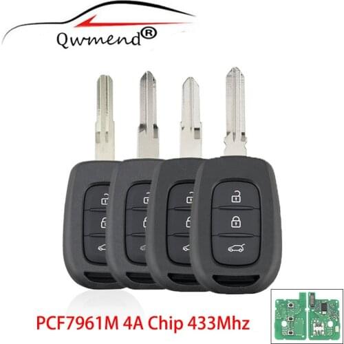 QWMEND 3BUT for Renault Key PCF7961M 4A Chip Car Remote Key for Renault Sandero Dacia Logan Lodgy Dokker Duster Car Key 433Mhz