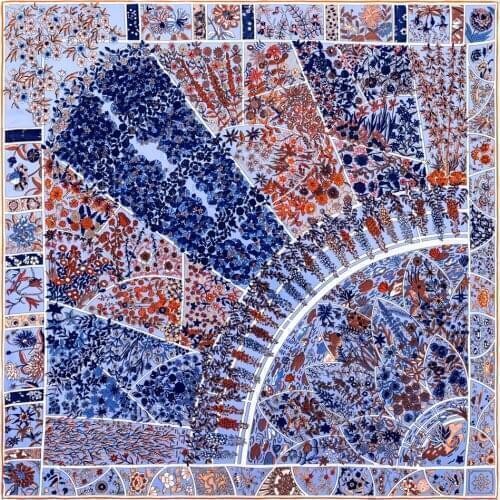 LESIDA Silk Feeling Scarf Square Satin Head Scarf for Women Geometric print Design 35.5 × 35.5 inches Hair Wrapping Headscarf