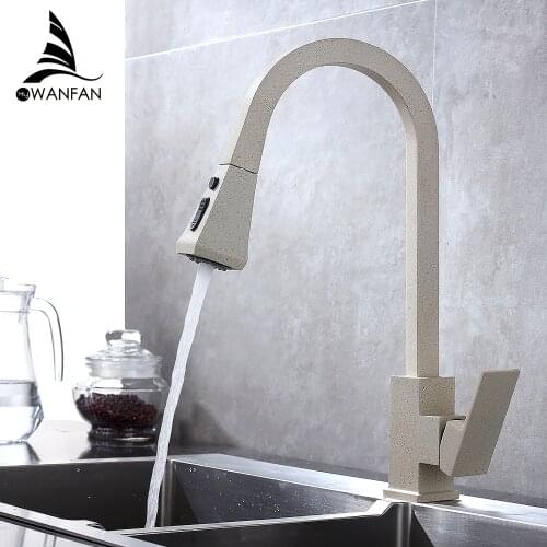 Kitchen Faucet Pull Out 360 Degree Rotation Beige Mixer Faucet for Kitchen Hot and Cold Deck Mounted Crane for Sinks 866399