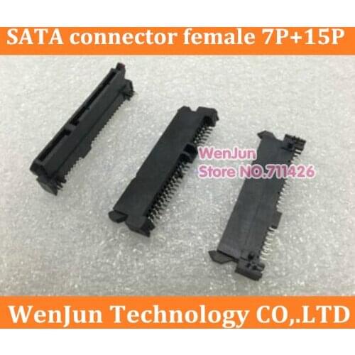 SATA connector female 7P+15P 22Pin 15+7 SMT Connector socket 90 degree for SATA hard disk interface 22pin , PCB board