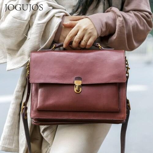 JOJUJOS Cow Leather Messenger Bag for Women Busniess Office Luxury Handbags High Quality Shoulder Crossboby Bag Casual Tote New