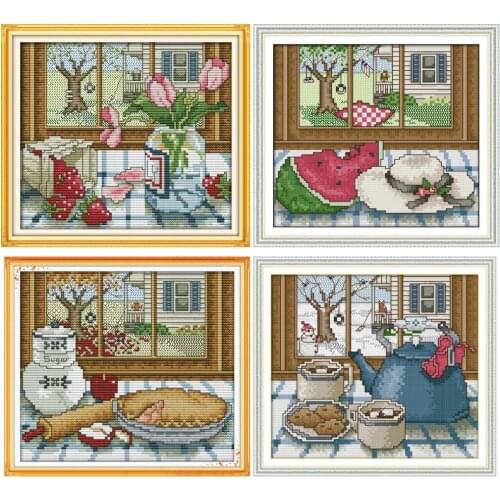 Everlasting Love Outside The Window Chinese Cross Stitch Kits Ecological Cotton Stamped DIY 11CT New Year Decorations For Home
