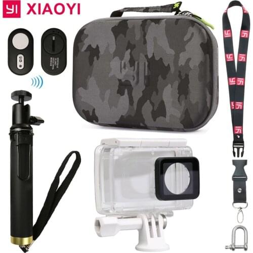 Yi 4K Waterproof Case + Selfie Stick + Bluetooth Remote Control + Storage Bag For Xiaomi Yi 2 Xiaoyi 4K Camera Accessories
