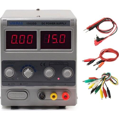 YIHUA 1502DD Mini Switching Regulated DC Power Supply Adjustable 15V 2A LED Digit Display Phone Repair Laboratory Power Supplies