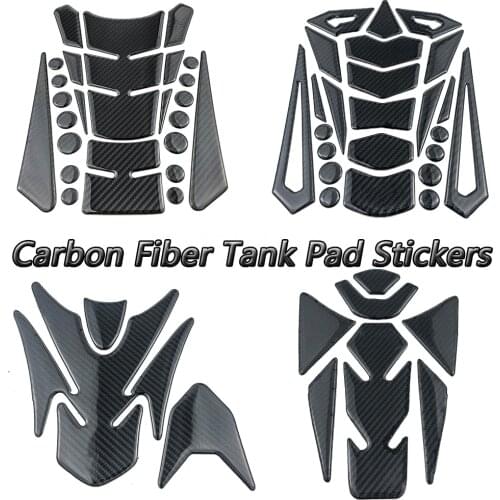 Motor 3D Carbon Fiber Fuel Tank Cover Protector Sticker Pad Anti Slip Traction Black Decal For Ducati Honda Kawasaki KTM