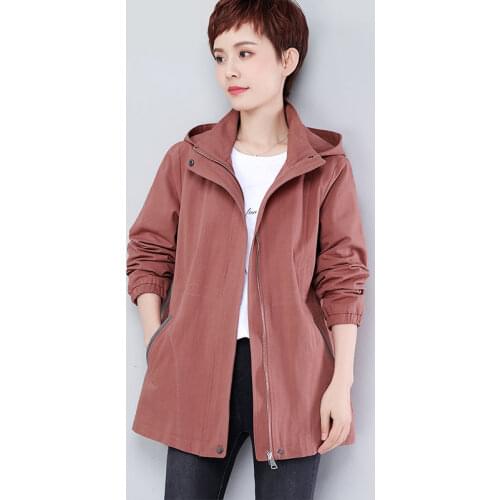 Women Short Windbreaker Autumn New Korean Wild Loose Hooded Female Jacket Spring Windbreaker Coat With Lining Plus Size 4XL W67