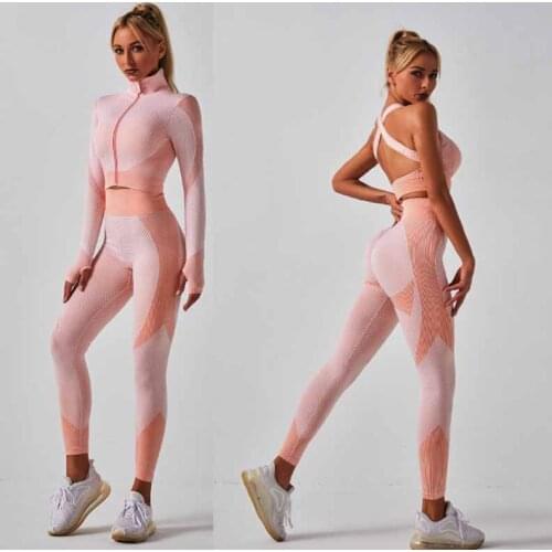Women Seamless Any Combination Fitness Sport Sets Shockproof Gathered Running Yoga Bra Shirt Breathable Soft Sport Leggings Suit