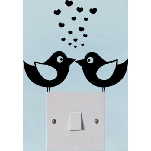 Animal Wall Stickers Birds in Love Vinyl Switch Decal Wedding Room Decor 3SS0137