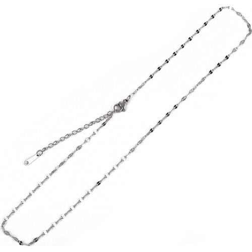 10pcs/lot 316L Stainless Steel Water-wave Lip Shape Necklace 1.8mm 45+5cm Length Adjustable Chain Collar for DIY Jewlry Crafts