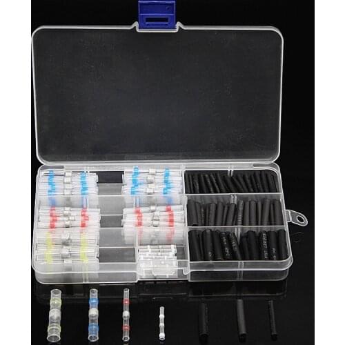200PCS Mixed Heat Shrink Connect Terminals Waterproof Solder Sleeve Tube Electrical Wire Insulated Fast Butt Connectors Kit
