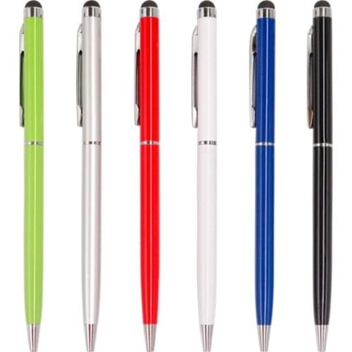 5pcs Rotating Ballpoint Pen Ipad Screen Touch Stylus Pens 0.7mm Black Ink Metal Writing Pens School Office Supplies