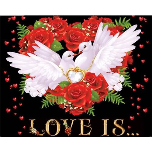 5d Diy Diamond Painting Cross Stitch Full Square Drill Love icons Rose dove Diamond Embroidery kits Diamond Mosaic Arts Wedding
