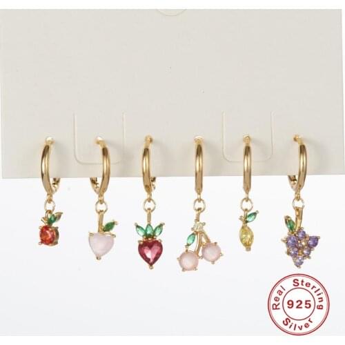 AIDE 925 Sterling Silver Earrings For Women 2021 Trend Cute Strawberry Fruit Earrings Dangle Piercing Pendientes Gift Brincos CZ