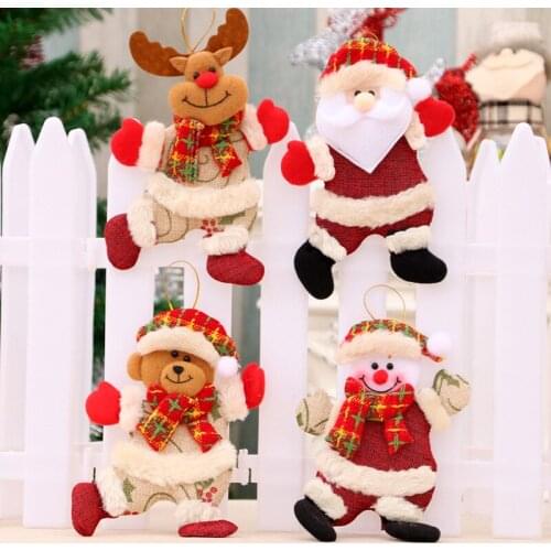 Christmas Tree Accessories Christmas Little cute Dolls Dancing Old People Snowman Deer Bear Cloth Art Puppet Hanging Pendant Hug
