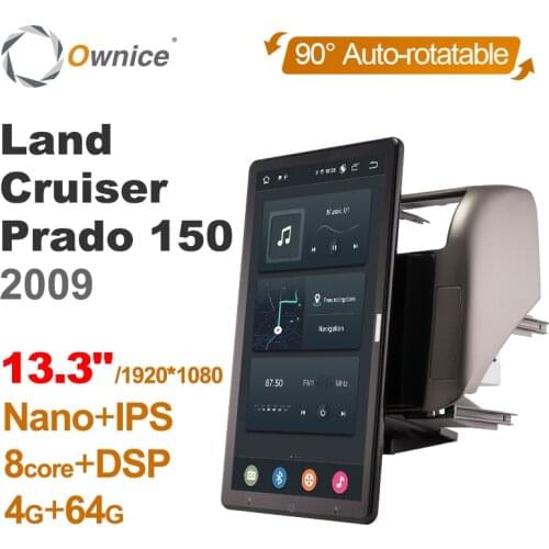 13.3 Inch 1920*1080 Ownice 1 Din Android 10.0 Car Radio for Toyota Land Cruiser Prado 2009 GPS Auto Player Auto Rotatable