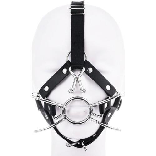 Bdsm Bondage Harness Strap with Slave Metal Nose Hook Open Mouth Gag for Fetish Fantasy Adult Erotic Products 18+ Years Old