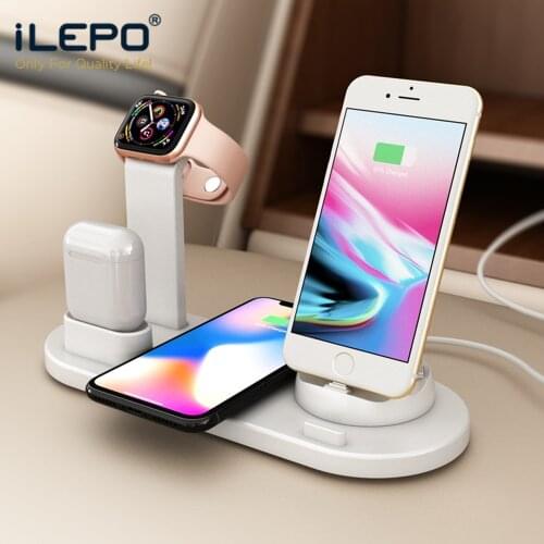 10W Qi Wireless Charger Dock Station 4 in 1 Wireless Charging Phone Micro USB Type C Stand Fast Charging 3.0 For Watch Charger