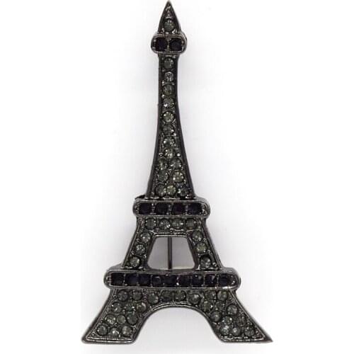 Black Rhinestone Eiffel Tower Pin brooches Pendant C326 H6