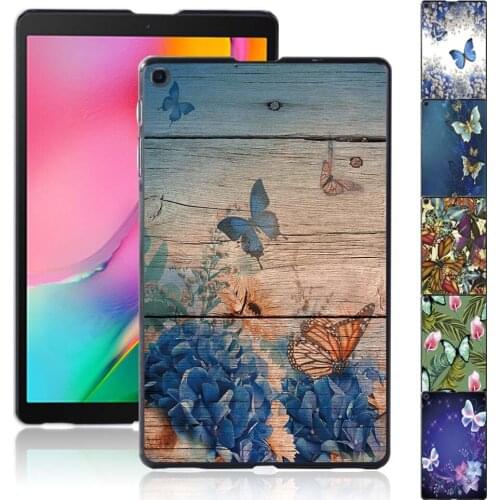 Tablet Case for Samsung Galaxy Tab A 10.1 2019 T510/T515 Butterfly Pattern Plastic Protective Shell Cover + Free Stylus