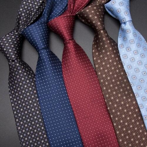Men Tie 8cm Business Mens Fashion Striped lattice Neckties Gravata Jacquard Bowtie mans Wedding dress Ties shirt Accessories