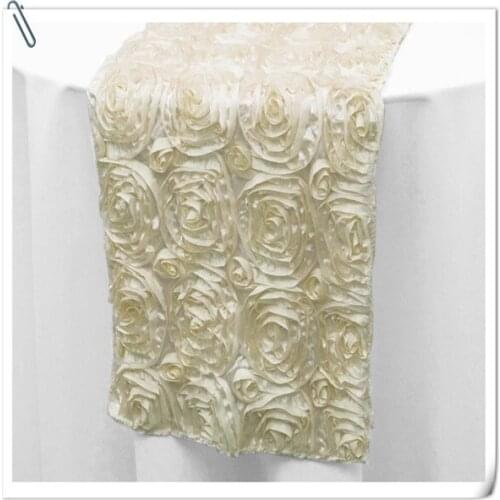 Hot Sale !!! Top Quality Embrodiery 20pcs Ivory Yellow Table Runners 30x275cm For Wedding &Banquet Decoration FREE SHIPPING