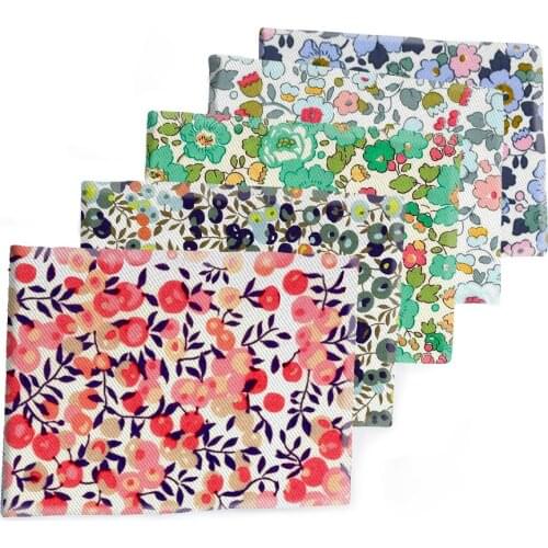 Cotton Twill Fabric Flower Printed Polyester Patchwor Printed Garment Textile DIY 50*145CM