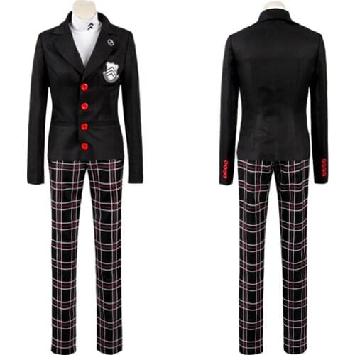 Persona 5 Protagonist Hero Arsene Sexy Cosplay Costume P5 New Man Suit School Uniform Party Blazer Coat Plaid Pants