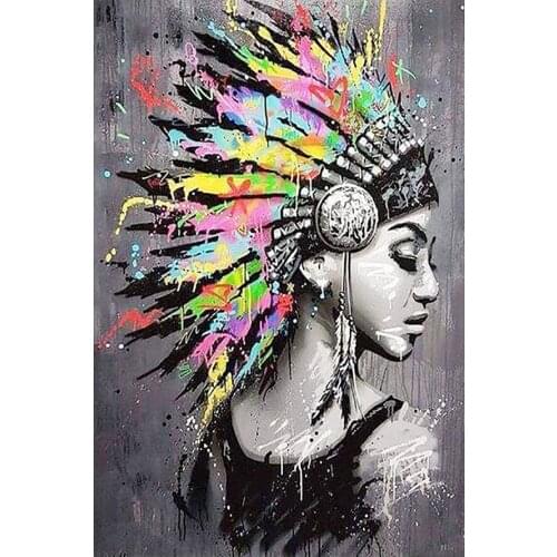Colorful Feather Woman Diamond Painting Round Square Full Drill Nouveaute DIY Mosaic Embroidery 5D Cross Stitch Portrait Picture