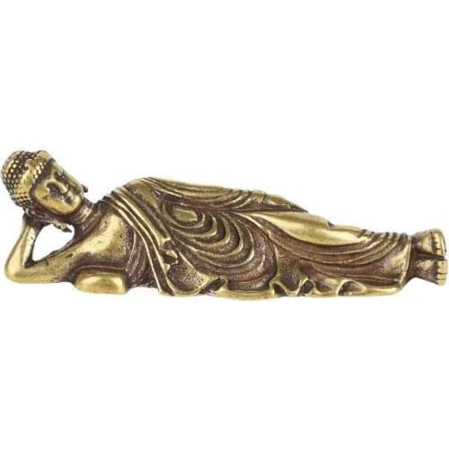 Brass Ornaments Mini Retro Golden Reclining Buddha Statue Pure Brass Home Furnishing Home Decoration