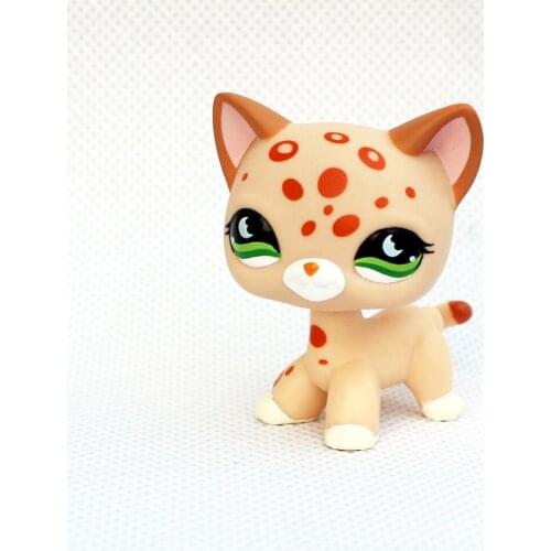 LPS CAT ON SALE Real rare pet shop toys standing short hair cat #852 yellow Tan Spotted Leopard kitty old original animal toys
