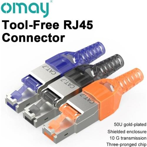 Tool-Free Shielded RJ45 Cat8 / Cat 7 / Cat6A Termination Plug Cat7 Plug / Cat7 Connector cat6A connectors Modular 23/24AWG