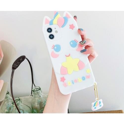 Cute Cartoon Star Unicorn Case for iPhone 12 11 Pro X XR XS Max 6 6s 7 8 Plus SE 2020 mini Rainbow House Soft Silicone Cover