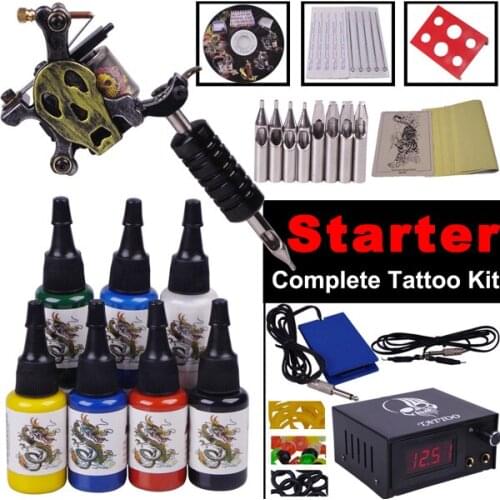 Tattoo kit complete tattoo tool equipment Body Art high quality tattooink 7colors YLT-100